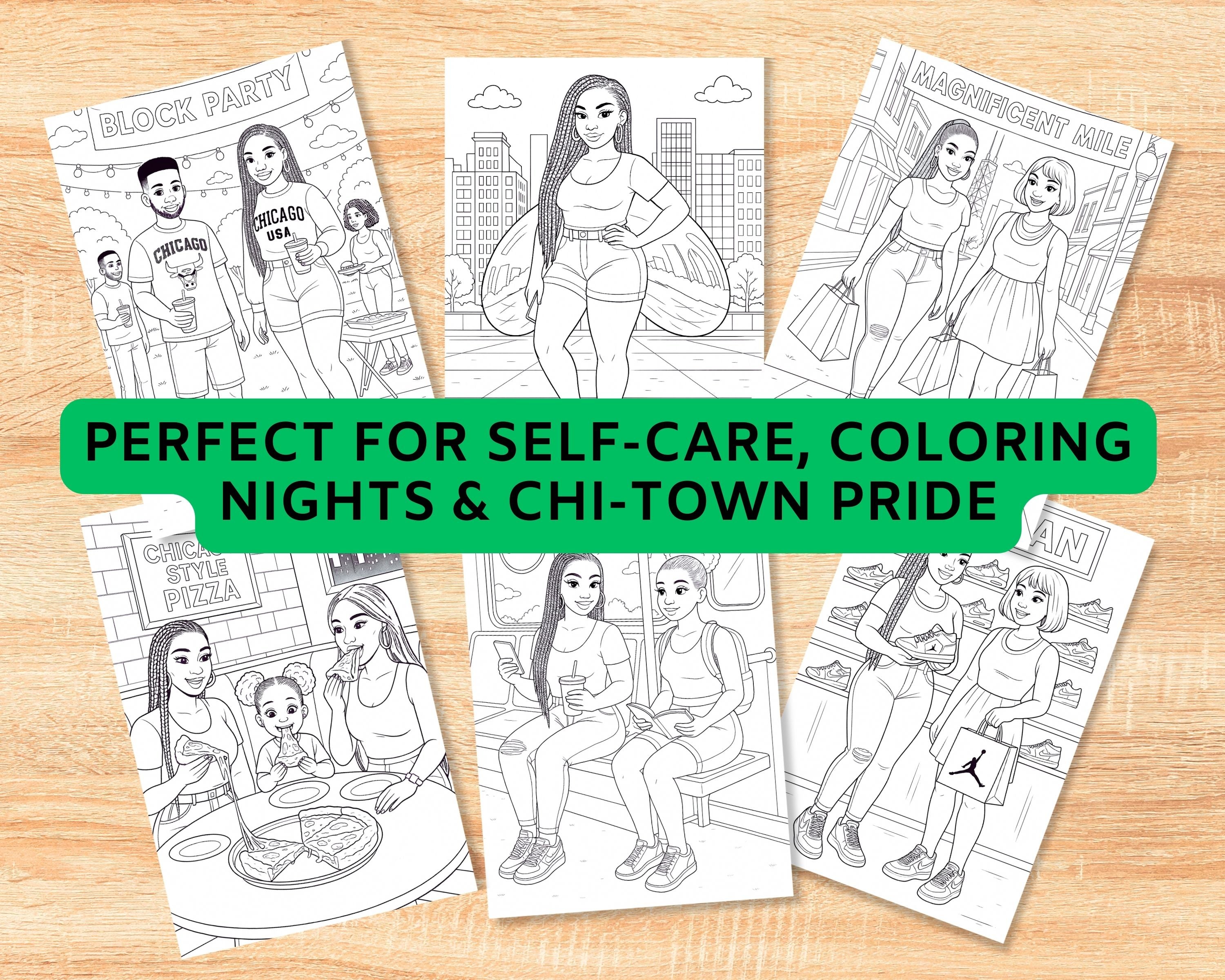 Hometown Baddie Coloring Pages-Chicago Edition (Digital Download)