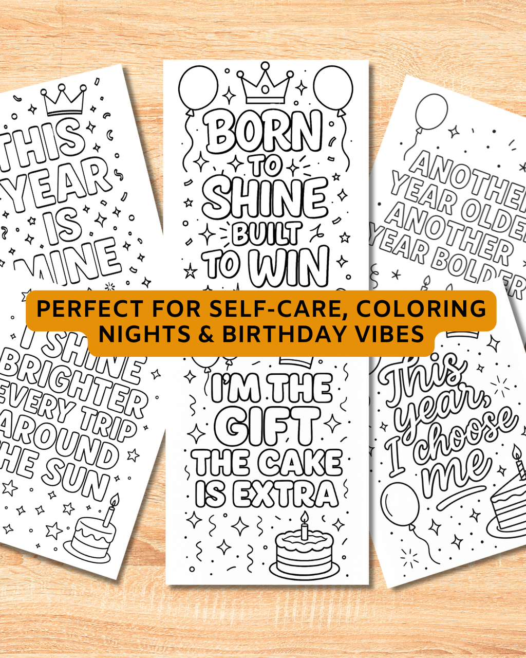 Birthday Affirmation Coloring Pages – Mini Pack (Digital Download)