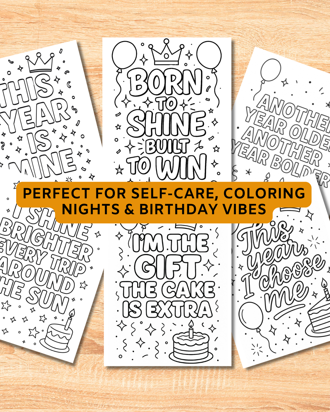 Birthday Affirmation Coloring Pages – Mini Pack (Digital Download)
