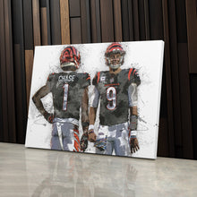 Load image into Gallery viewer, Joe Burrow &amp; Ja&#39;Marr Chase Canvas Art – Cincinnati Bengals Wall Decor
