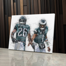 Load image into Gallery viewer, Jalen Hurts &amp; Saquon Barkley Canvas Art – Philadelphia Eagles Wall Art
