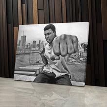 Load image into Gallery viewer, Muhammad Ali Punch Canvas – Black &amp; White Boxing Wall Art for Man Cave
