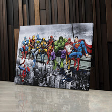 Load image into Gallery viewer, Superheroes Skyscraper Canvas – Marvel &amp; DC Wall Art for Kids

