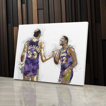 Load image into Gallery viewer, Magic Johnson &amp; Kareem Abdul-Jabbar Canvas Art – Los Angeles Lakers Wall Decor
