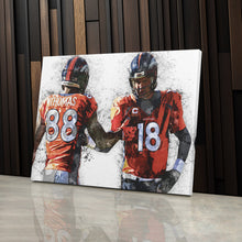 Load image into Gallery viewer, Peyton Manning &amp; Demaryius Thomas Canvas Art – Denver Broncos Wall Decor
