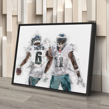 Load image into Gallery viewer, A.J. Brown &amp; DeVonta Smith Canvas Art – Philadelphia Eagles Wall Decor
