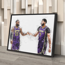 Load image into Gallery viewer, LeBron James &amp; Anthony Davis Canvas Art – Los Angeles Lakers Wall Decor
