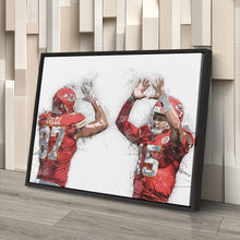 Load image into Gallery viewer, Patrick Mahomes &amp; Travis Kelce Canvas Art – Kansas City Chiefs Wall Decor
