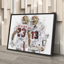 Load image into Gallery viewer, Christian McCaffrey &amp; Brock Purdy Canvas Art – San Francisco 49ers Wall Decor
