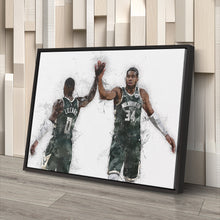 Load image into Gallery viewer, Giannis Antetokounmpo &amp; Damian Lillard Canvas Art – Milwaukee Bucks Wall Decor
