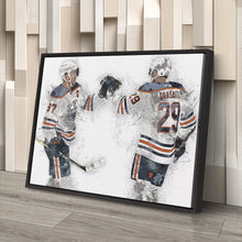 Load image into Gallery viewer, Connor McDavid &amp; Leon Draisaitl Canvas Art – Edmonton Oilers Wall Decor
