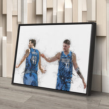 Load image into Gallery viewer, Luka Doncic &amp; Dirk Nowitzki Canvas Art – Dallas Mavericks Wall Decor
