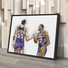 Load image into Gallery viewer, Magic Johnson &amp; Kareem Abdul-Jabbar Canvas Art – Los Angeles Lakers Wall Decor
