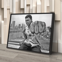 Load image into Gallery viewer, Muhammad Ali Punch Canvas – Black &amp; White Boxing Wall Art for Man Cave
