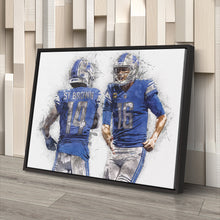 Load image into Gallery viewer, Jared Goff &amp; Amon-Ra St. Brown Canvas Art – Detroit Lions Wall Decor
