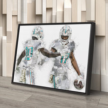 Load image into Gallery viewer, Tyreek Hill &amp; Jaylen Waddle Canvas Art – Miami Dolphins Wall Decor
