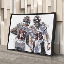 Load image into Gallery viewer, Mike Evans &amp; Tom Brady Canvas Art – Tampa Bay Buccaneers Wall Decor
