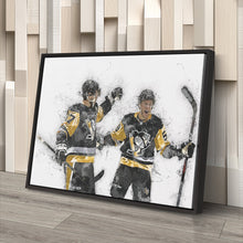 Load image into Gallery viewer, Sidney Crosby &amp; Jake Guentzel Canvas Art – Pittsburgh Penguins Wall Decor

