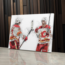 Load image into Gallery viewer, Johnny Gaudreau &amp; Elias Lindholm Canvas Art – Calgary Flames Wall Decor
