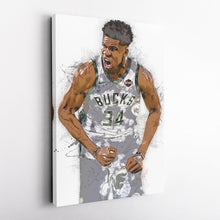 Load image into Gallery viewer, Giannis Antetokounmpo Canvas Art – Milwaukee Bucks Wall Decor
