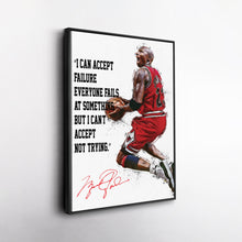 Load image into Gallery viewer, Michael Jordan Canvas Print – Motivational Bulls Quote Wall Art for Sports Fans
