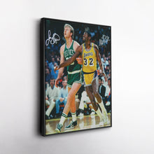 Load image into Gallery viewer, Larry Bird &amp; Magic Johnson Canvas – Lakers vs Celtics Wall Art Print

