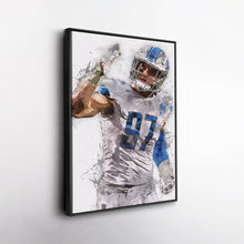 Load image into Gallery viewer, Aidan Hutchinson Canvas Art – Detroit Lions Wall Decor
