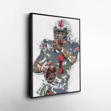 Load image into Gallery viewer, Justin Fields Canvas Art – Ohio State Buckeyes Wall Decor
