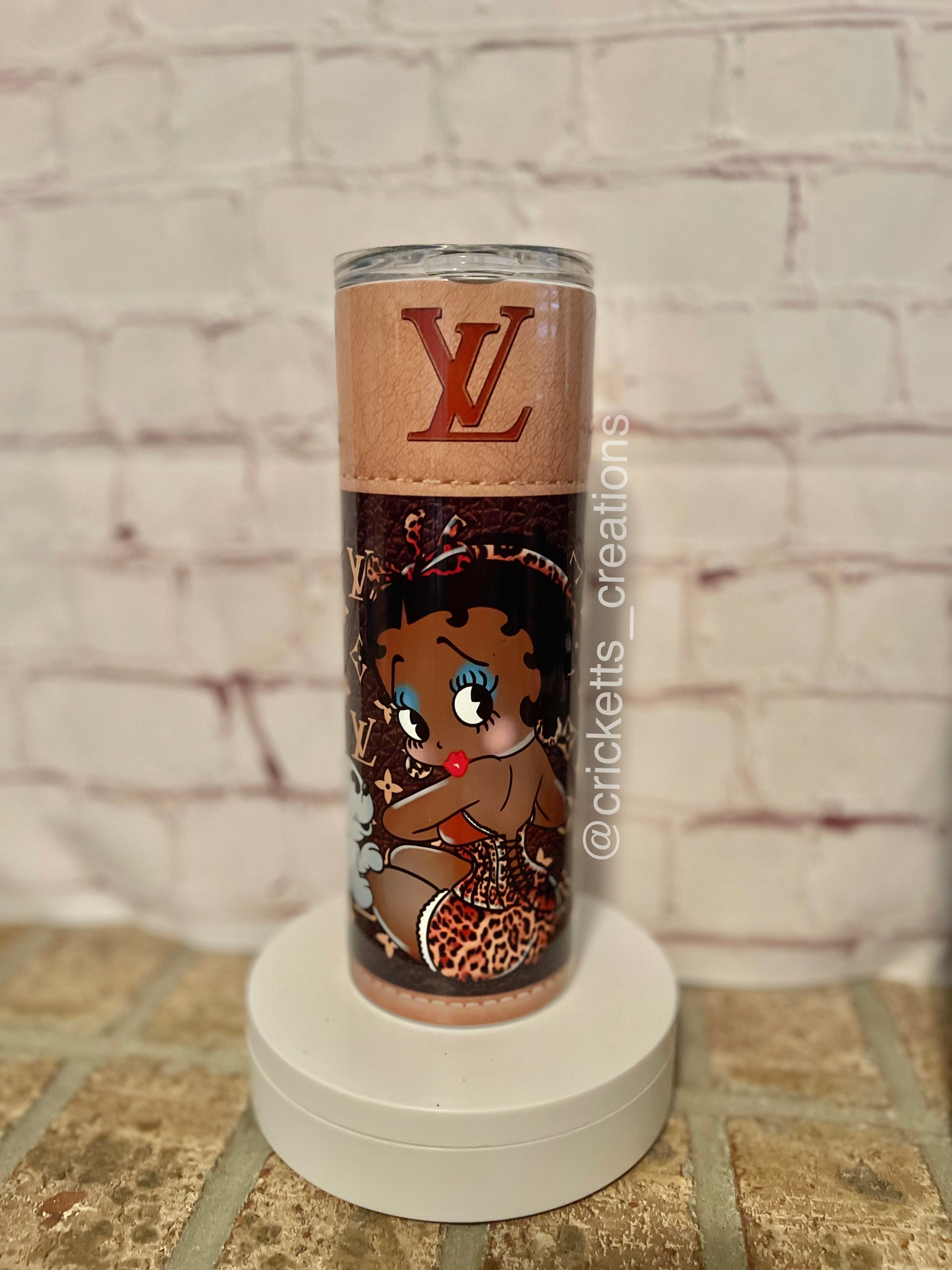 Mockup Stock: Luxury Betty Boop LV-Inspired Tumbler – 20oz Skinny Stainless Steel
