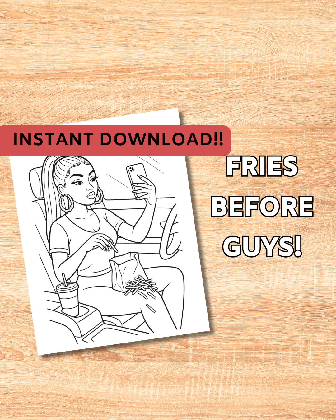 Funny Baddie Moments Mini Coloring Book: Relatable Humor for Women (Digital Download)