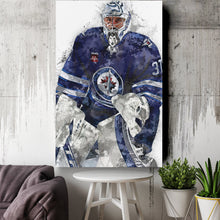 Load image into Gallery viewer, Connor Hellebuyck Canvas Art – Winnipeg Jets Wall Decor
