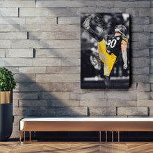 Load image into Gallery viewer, T.J. Watt Canvas Art – Steelers Celebration Wall Decor
