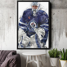 Load image into Gallery viewer, Connor Hellebuyck Canvas Art – Winnipeg Jets Wall Decor
