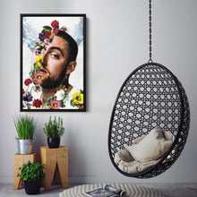 Load image into Gallery viewer, Mac Miller Floral Canvas Print – Rap Artist Painting Wall Art for Home Decor
