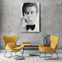 Load image into Gallery viewer, Roger Moore Canvas Art – James Bond Smoking Wall Decor
