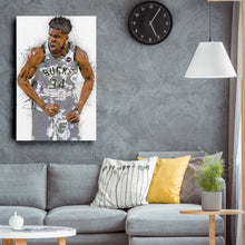 Load image into Gallery viewer, Giannis Antetokounmpo Canvas Art – Milwaukee Bucks Wall Decor

