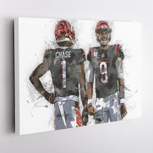 Load image into Gallery viewer, Joe Burrow &amp; Ja&#39;Marr Chase Canvas Art – Cincinnati Bengals Wall Decor
