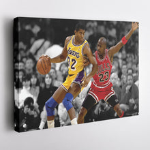Load image into Gallery viewer, Michael Jordan &amp; Magic Johnson Canvas – Bulls Lakers Basketball Wall Art for Home
