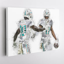 Load image into Gallery viewer, Tyreek Hill &amp; Jaylen Waddle Canvas Art – Miami Dolphins Wall Decor
