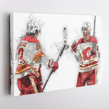 Load image into Gallery viewer, Johnny Gaudreau &amp; Elias Lindholm Canvas Art – Calgary Flames Wall Decor

