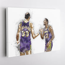 Load image into Gallery viewer, Magic Johnson &amp; Kareem Abdul-Jabbar Canvas Art – Los Angeles Lakers Wall Decor
