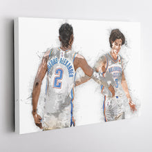 Load image into Gallery viewer, Shai Gilgeous-Alexander &amp; Josh Giddey Canvas Art – Oklahoma City Thunder Wall Decor
