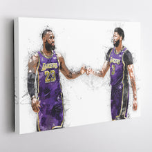 Load image into Gallery viewer, LeBron James &amp; Anthony Davis Canvas Art – Los Angeles Lakers Wall Decor
