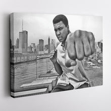 Load image into Gallery viewer, Muhammad Ali Punch Canvas – Black &amp; White Boxing Wall Art for Man Cave
