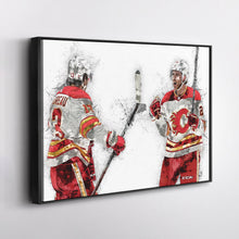 Load image into Gallery viewer, Johnny Gaudreau &amp; Elias Lindholm Canvas Art – Calgary Flames Wall Decor
