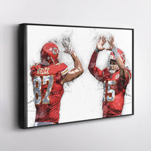 Load image into Gallery viewer, Patrick Mahomes &amp; Travis Kelce Canvas Art – Kansas City Chiefs Wall Decor
