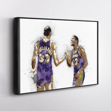 Load image into Gallery viewer, Magic Johnson &amp; Kareem Abdul-Jabbar Canvas Art – Los Angeles Lakers Wall Decor
