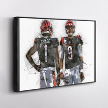 Load image into Gallery viewer, Joe Burrow &amp; Ja&#39;Marr Chase Canvas Art – Cincinnati Bengals Wall Decor
