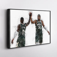Load image into Gallery viewer, Giannis Antetokounmpo &amp; Damian Lillard Canvas Art – Milwaukee Bucks Wall Decor
