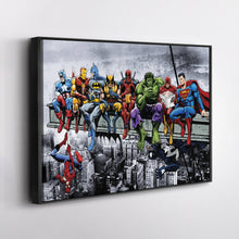 Load image into Gallery viewer, Superheroes Skyscraper Canvas – Marvel &amp; DC Wall Art for Kids
